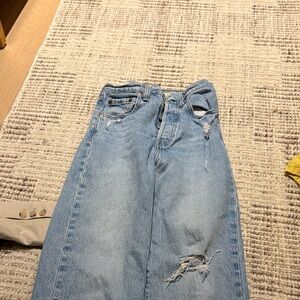 Levi's Distressed Light Blue Boyfriend Jeans